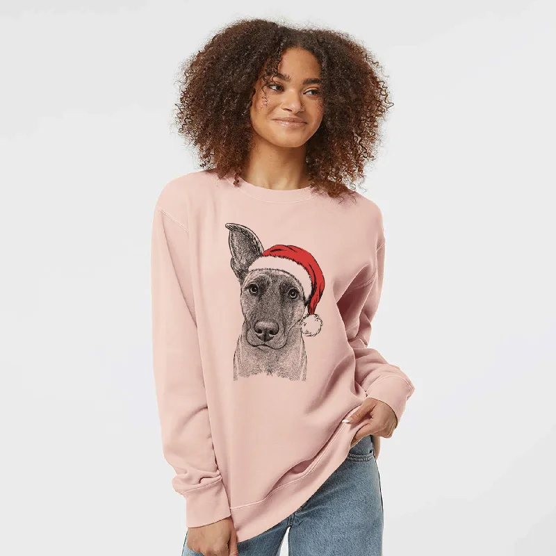 Santa Zoey the Mixed Breed - Unisex Pigment Dyed Crew Sweatshirt Hoodie with Ribbed Hem Stretchable Secure