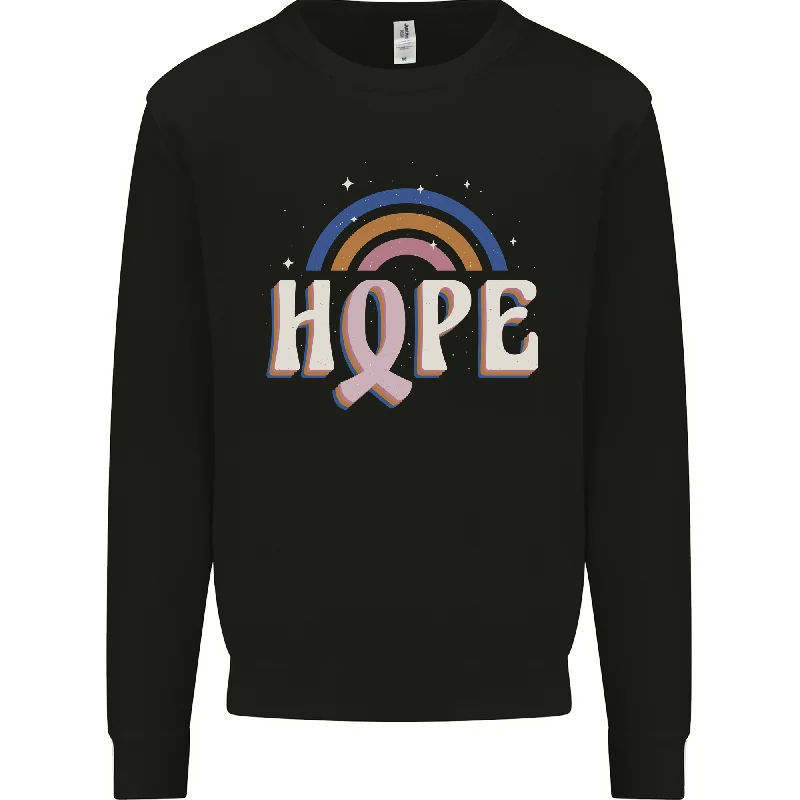 Breast Cancer Awareness Hope Mens Sweatshirt Jumper Hoodie with Ribbed Cuffs Snug Fit Comfort