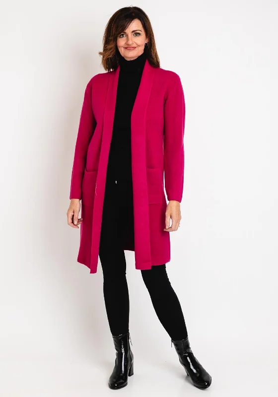 Serafina Collection Light Weight Open Cardigan, Fuchsia Cable Knit Ribbed Knit Lace Knit