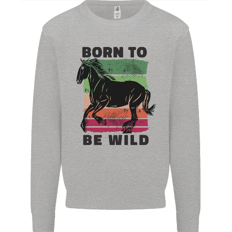 Born to be Wild Horse Riding Equestrian Mens Sweatshirt Jumper Hoodie with Full-Zip Functional Layering