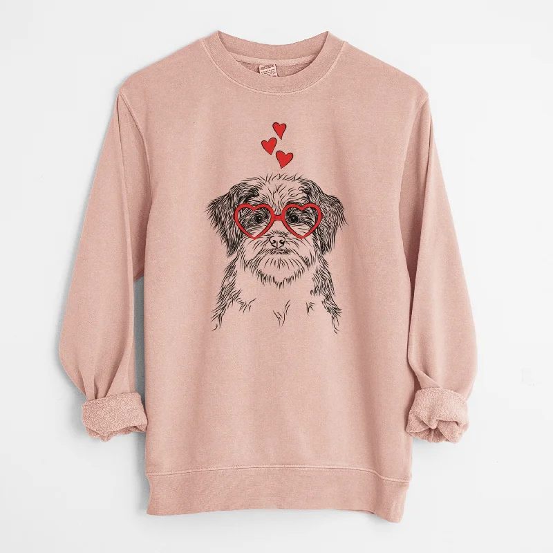 Valentine Asa the Havanese - Unisex Pigment Dyed Crew Sweatshirt Hoodie with Half-Zip Sporty Casual