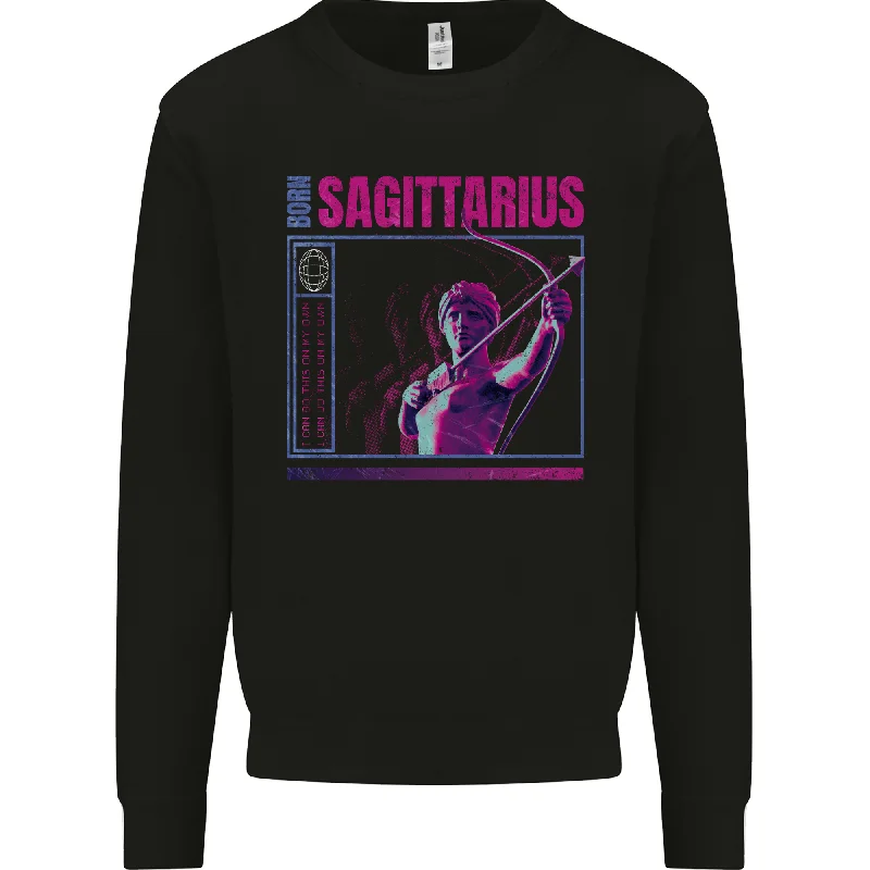 Born Sagittarius Star Sign Zodiac Astrological Mens Sweatshirt Jumper Hoodie with Raglan Sleeves Sporty Comfortable