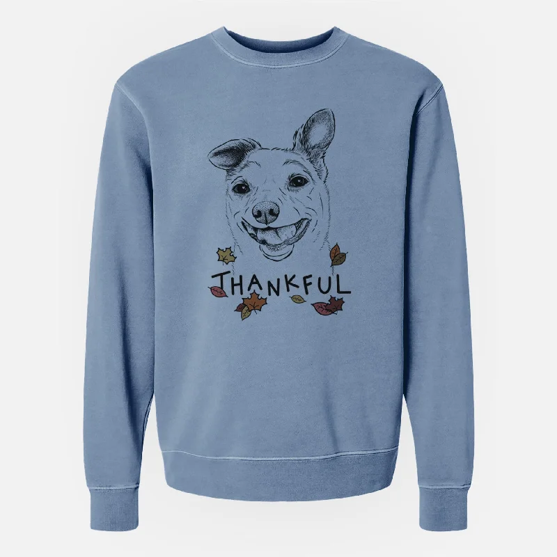 Thankful Mortimer the Mixed Breed - Unisex Pigment Dyed Crew Sweatshirt Hoodie with Half-Zip Sporty Casual