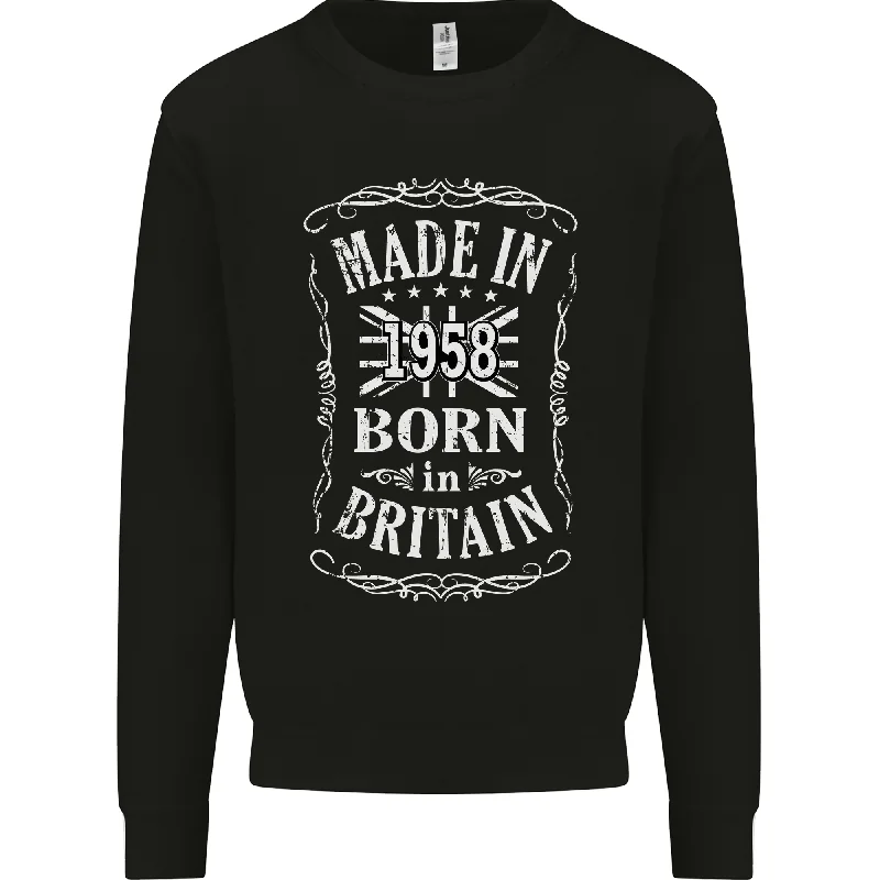 Born In Britain 66th Birthday Made 1958 Mens Sweatshirt Jumper Hoodie with Pattern Geometric Abstract