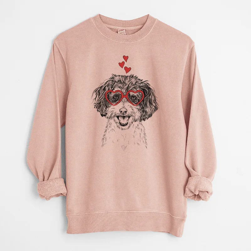 Valentine Carlos the Cavapoo - Unisex Pigment Dyed Crew Sweatshirt Hoodie with Set-In Sleeves Structured Classic