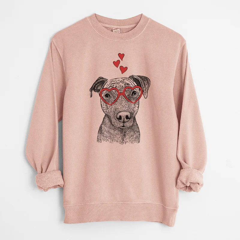 Valentine Reeses the Pitbull - Unisex Pigment Dyed Crew Sweatshirt Hoodie with Front Slit Layering Stylish