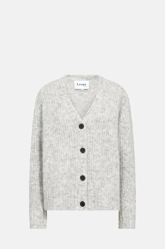 Inora Cardigan Light Grey Melange Polka Dot Checkered Tartan