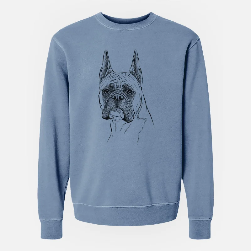 Bare Ezra the Boxer - Unisex Pigment Dyed Crew Sweatshirt Hoodie with Pocket Utility Practical