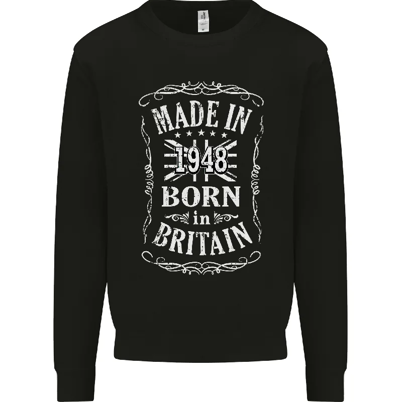 Born In Britain 76th Birthday Made 1948 Mens Sweatshirt Jumper Hoodie with Earth Tones Natural Calm