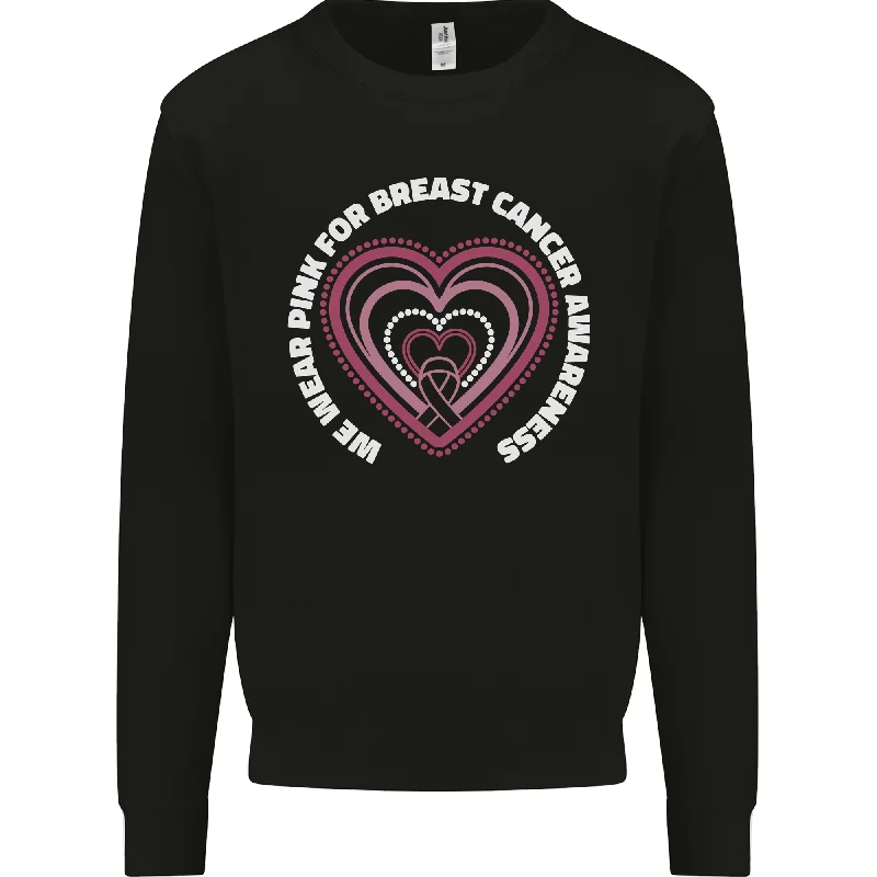 Breast Cancer Awareness I Wear Pink Mens Sweatshirt Jumper Hoodie with Drawcord Adjustable Secure