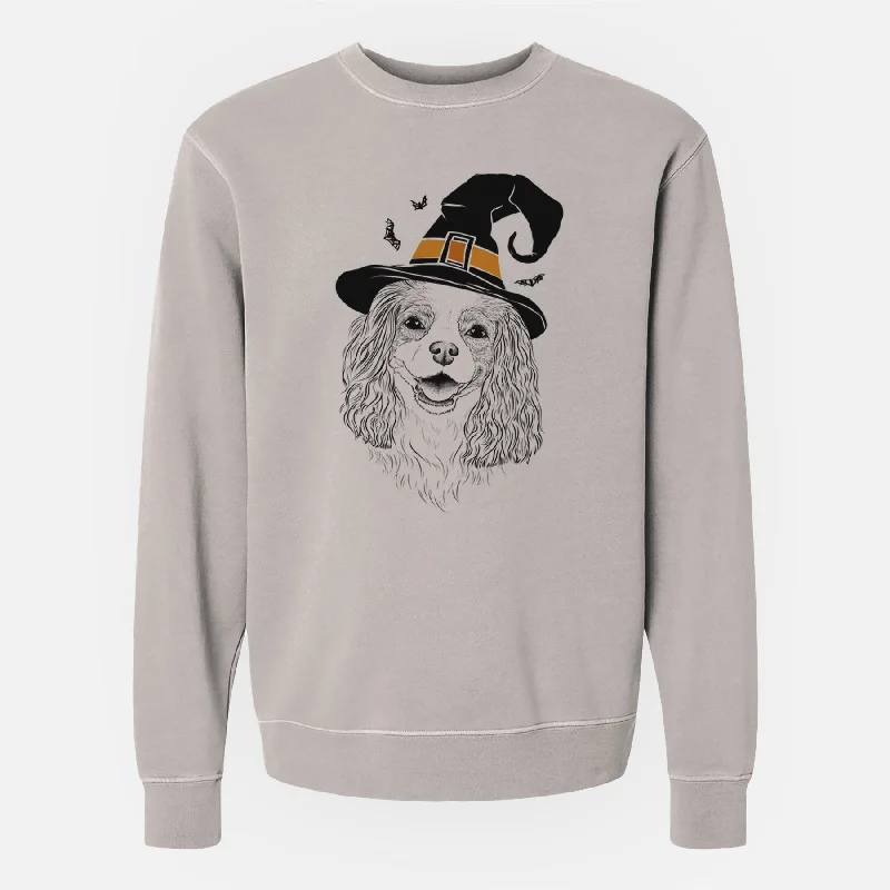 Witch Halley Comet the Cavalier King Charles Spaniel - Unisex Pigment Dyed Crew Sweatshirt Hoodie Sweatshirt Pullover