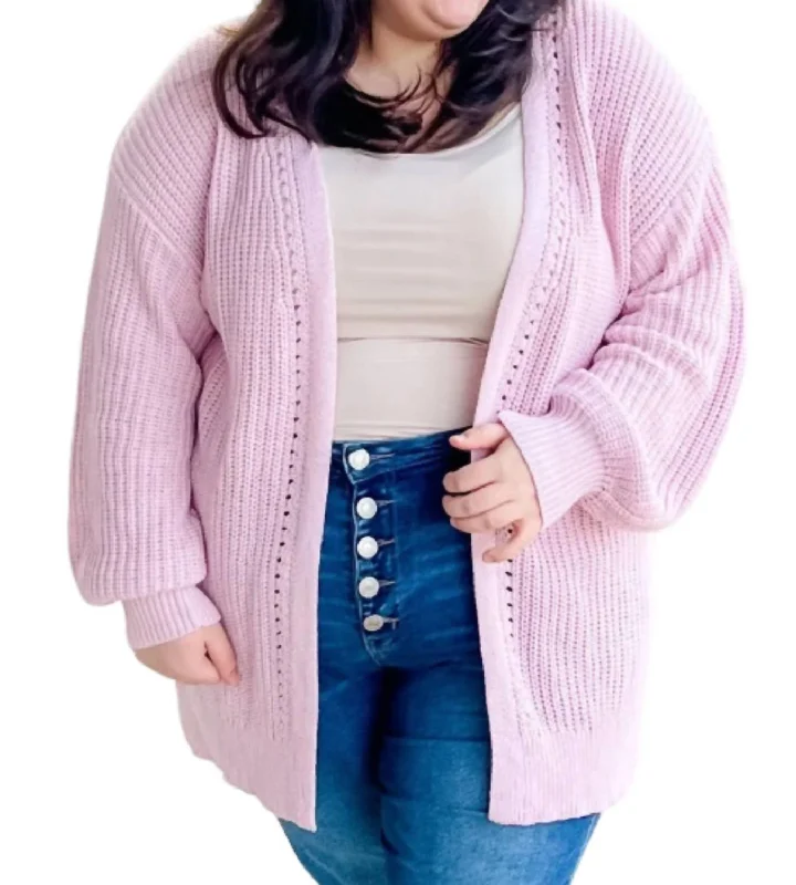 Clarette Cardigan In Pink Hooded Cardigan Collared Cardigan Shawl Collar