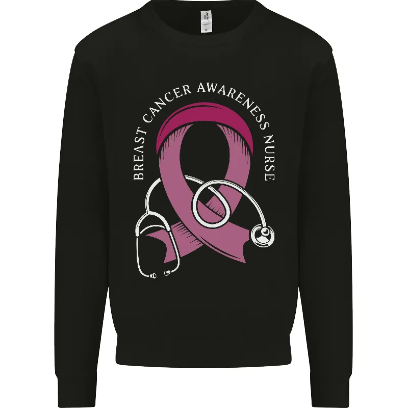 Breast Cancer Nurse Mens Sweatshirt Jumper Hoodie with Monochrome Minimalist Simple