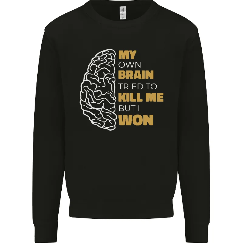 Brain Cancer Aneurysm Awareness Mens Sweatshirt Jumper Hoodie with Ribbed Neckline Snug Warm