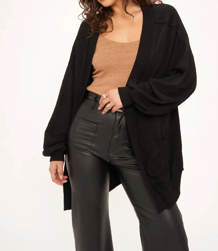 Still Dreaming Pocket Cardigan In Black Boxy Cardigan Fitted Cardigan A-Line