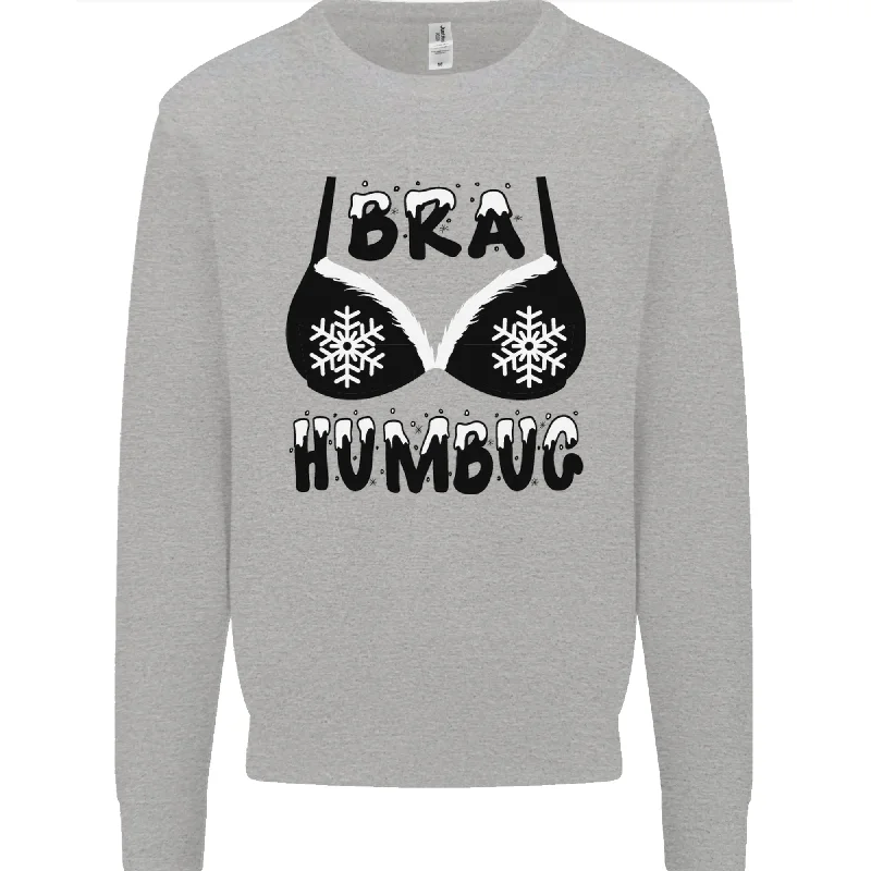 Bra Humbug Snowflake Funny Christmas Mens Sweatshirt Jumper Hoodie with Batwing Sleeves Loose Dramatic