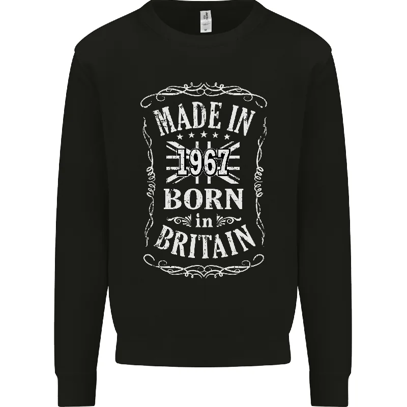 Born In Britain 57th Birthday Made 1967 Mens Sweatshirt Jumper Oversized Hoodie Comfort Casual