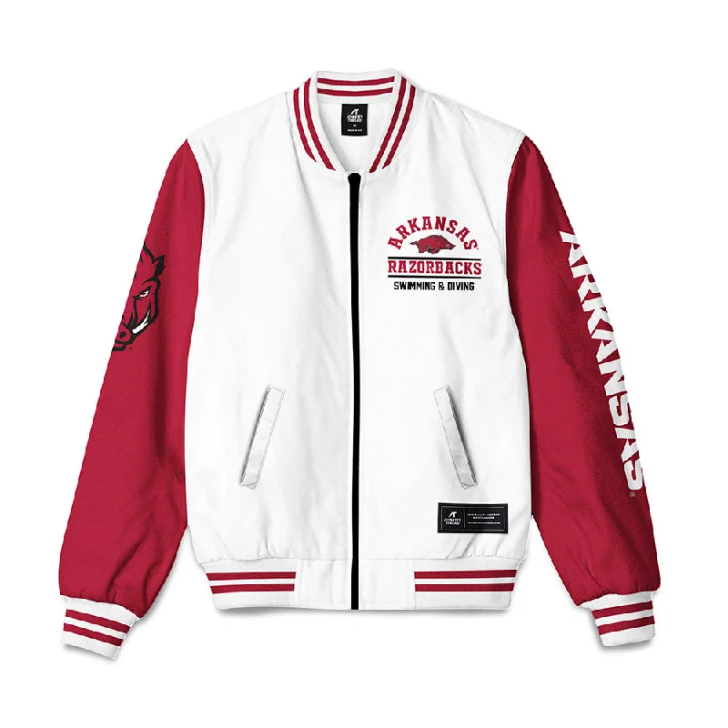 Arkansas - NCAA Women's Swimming & Diving : Sophia Iskenderoglu - Bomber Jacket Zip Front Button Front Snap Front