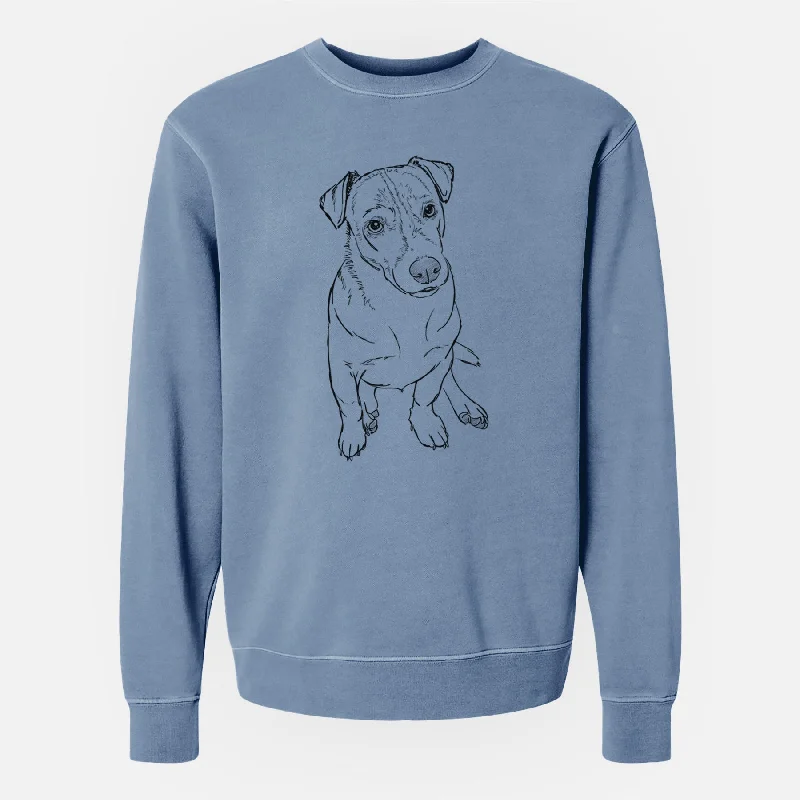 Doodled Buttercup the Mixed Breed - Unisex Pigment Dyed Crew Sweatshirt Hoodie with Strings Custom Fit Adjustable