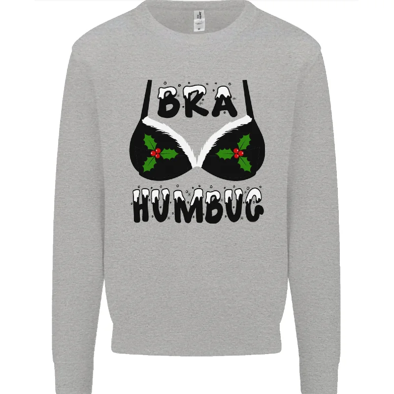 Bra Humbug Holly Funny Christmas Xmas Mens Sweatshirt Jumper Hoodie with Longline Fit Extended Stylish