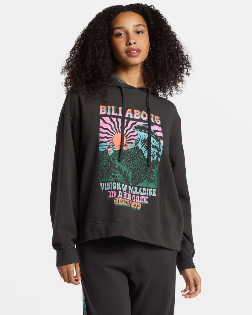 Billabong Womens Sweatshirt Keep It Up Pullover Hoodie Hoodie with Belted Waist Structured Tailored