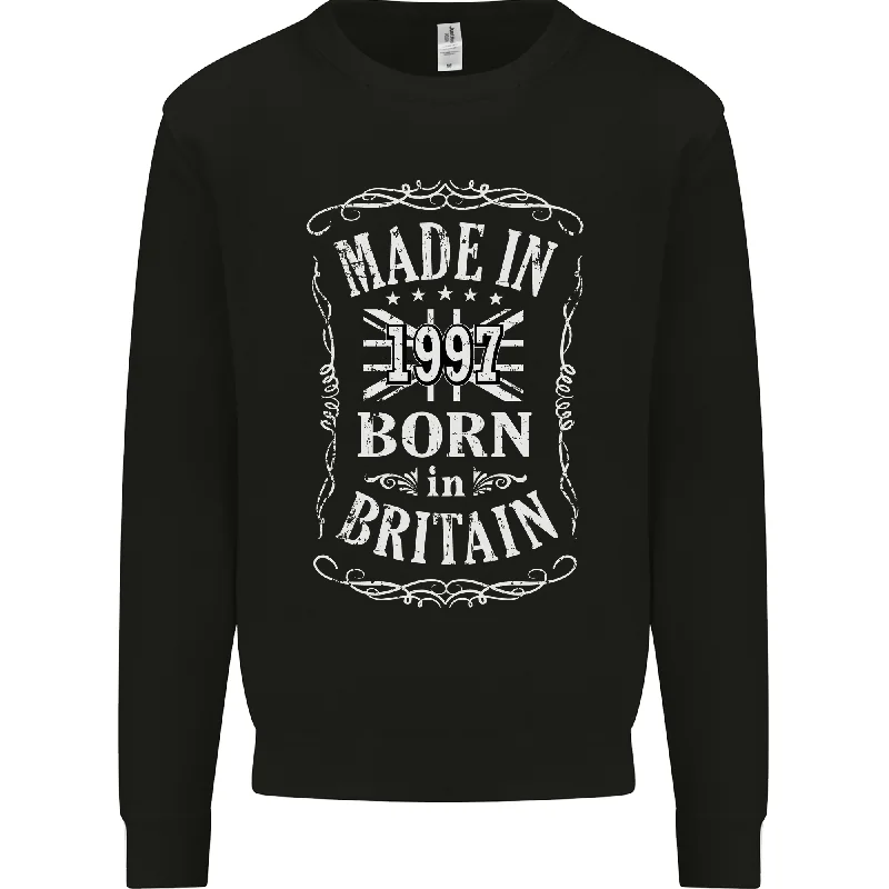 Born In Britain 27th Birthday Made 1997 Mens Sweatshirt Jumper Hoodie with Gradient Ombre Colorful