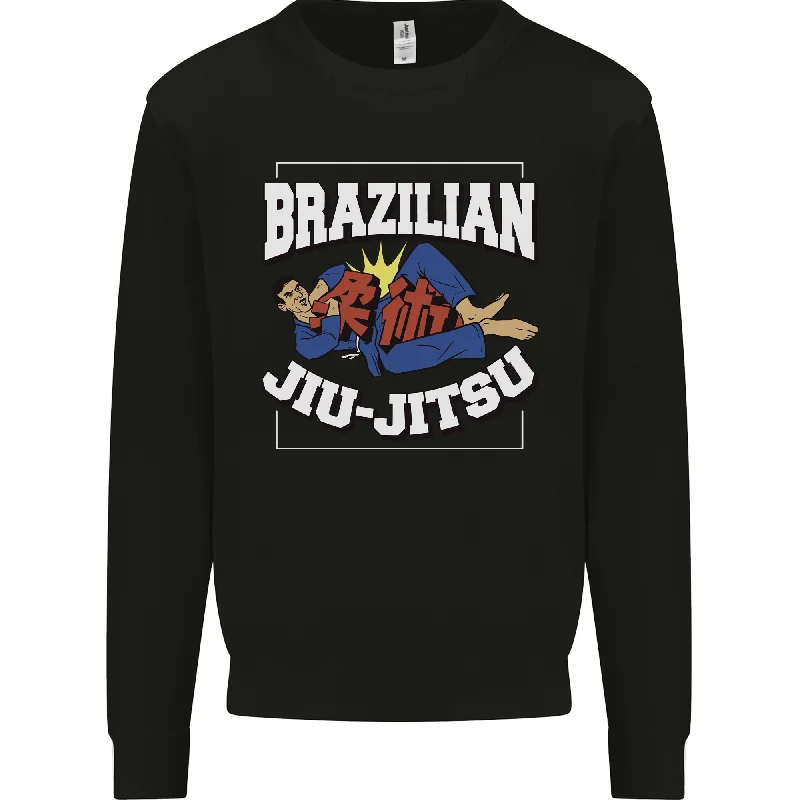 Brazilian Jiu Jitsu Mens Sweatshirt Jumper Hoodie with Hem Embroidery Detailed Premium