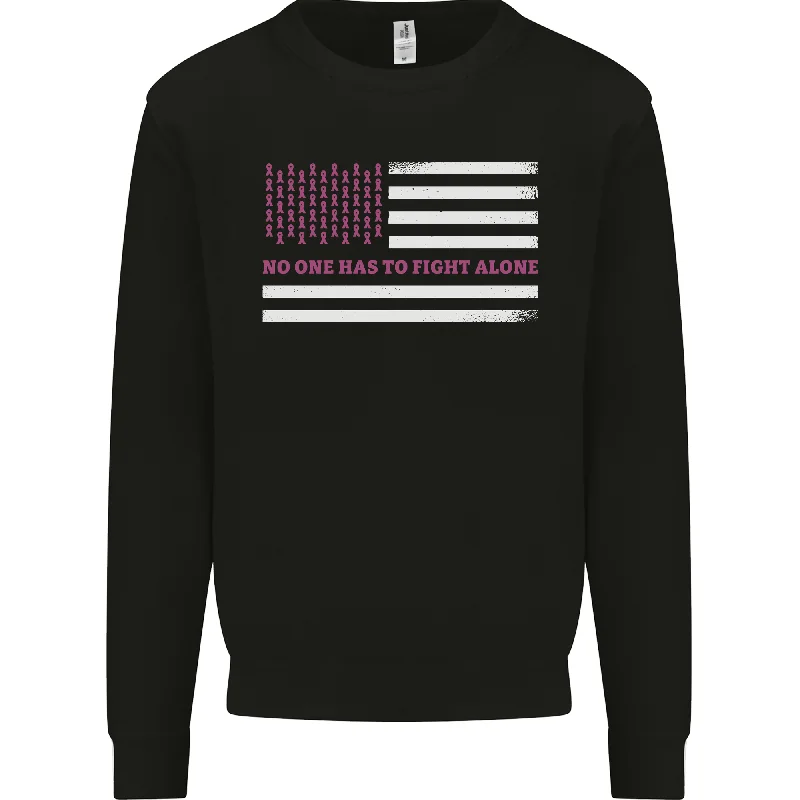 Breast Cancer Awareness USA Flag Mens Sweatshirt Jumper Hoodie with Reflective Safety Nightwear