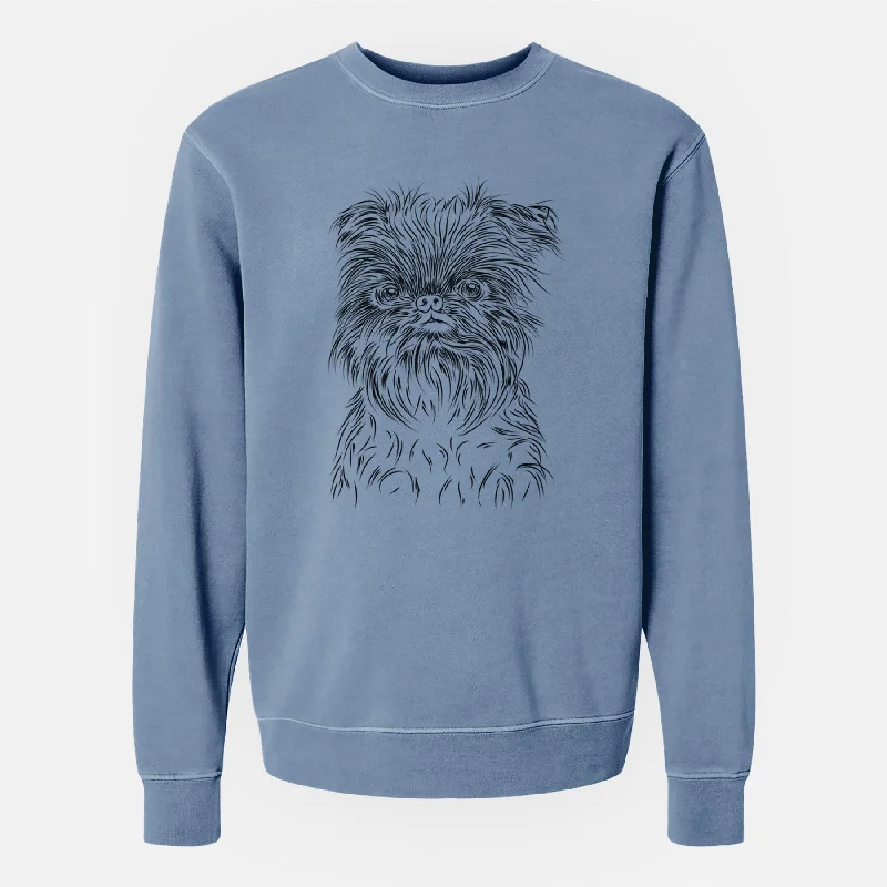 Bare Alo the Brussels Griffon - Unisex Pigment Dyed Crew Sweatshirt Hoodie with High-Low Hem Asymmetrical Trendy