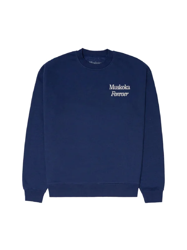 Muskoka Forever Pickleball Crewneck Sweatshirt - Navy Hoodie with Logo Branding Identity