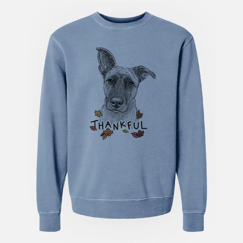 Thankful Zoey the Mixed Breed - Unisex Pigment Dyed Crew Sweatshirt Hoodie with Hood Adjustable Protection