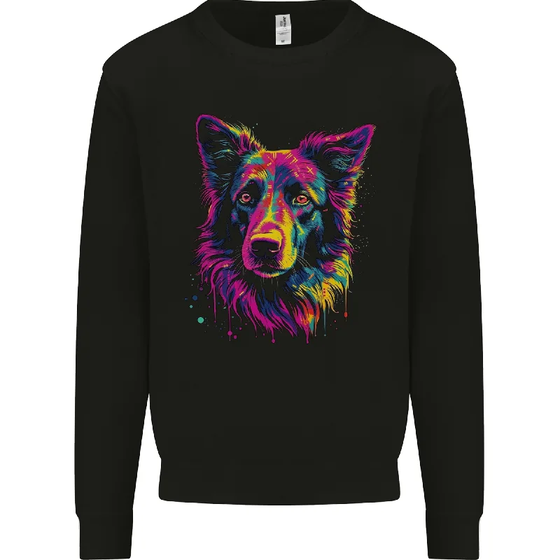 Border Collie Dog in Colour Mens Sweatshirt Jumper Hoodie Sweatshirt Pullover