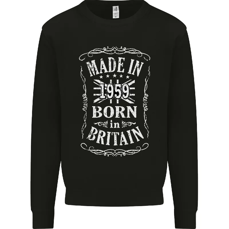 Born In Britain 65th Birthday Made 1959 Mens Sweatshirt Jumper Hoodie with Lining Warm Insulated