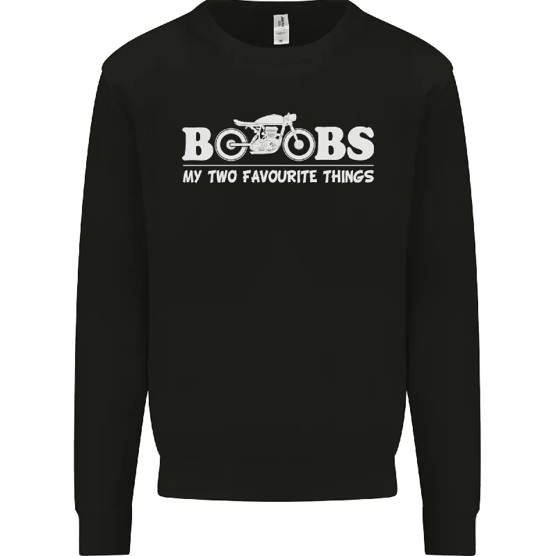 Boobs & Bikes Funny Biker Motorcycle Mens Sweatshirt Jumper Hoodie with Snap Buttons Easy Quick