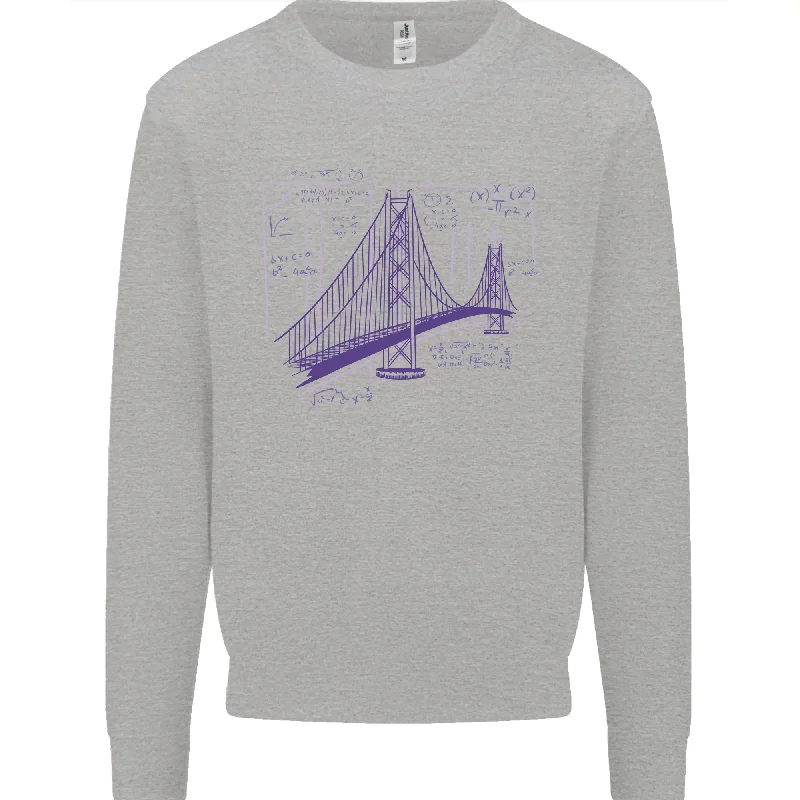 Bridge Equation Physics Maths Geek Mens Sweatshirt Jumper Hoodie with Rolled Sleeves Casual Relaxed