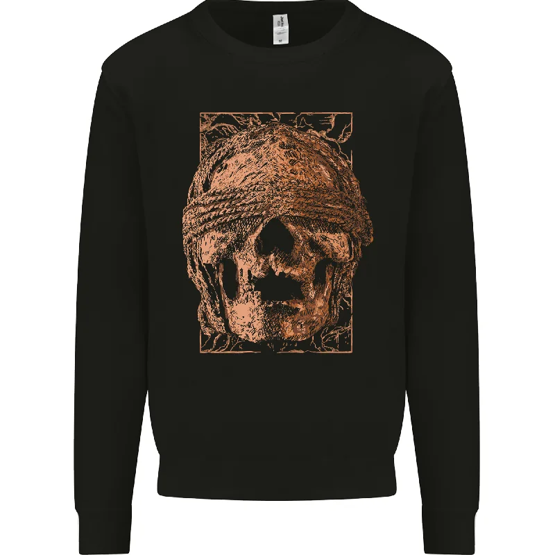 Bondage Skull Mens Sweatshirt Jumper Hoodie with Mock Neck Collared Structured