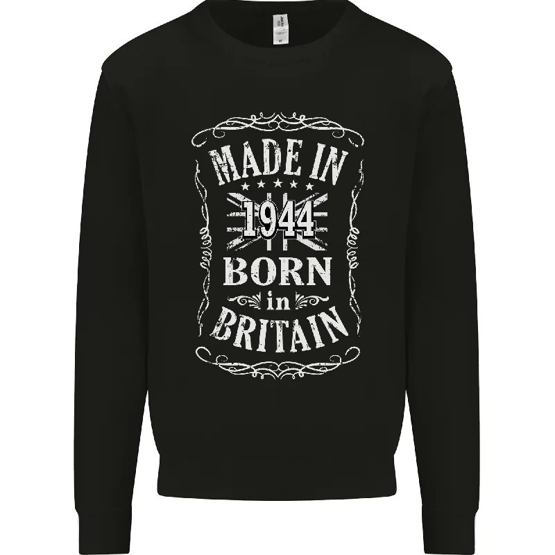 Born In Britain 80th Birthday Made 1944 Mens Sweatshirt Jumper Hoodie with Relaxed Fit Easy Casual