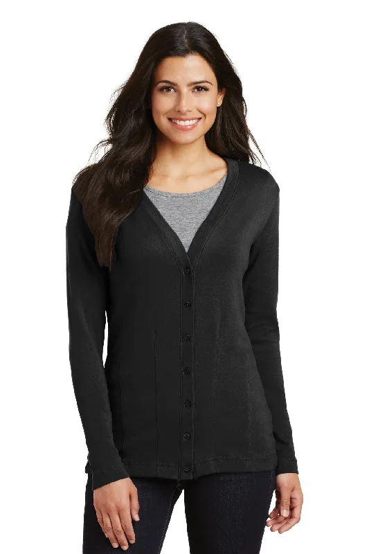 Port Authority® Ladies Modern Stretch Cotton Cardigan. L515 Satin Blend Silk Blend Wool Blend