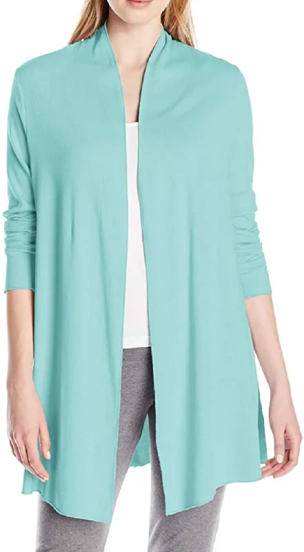 Amelia Knit Cardigan In Aqua Asymmetrical,ymmetric Pencil Cardigan