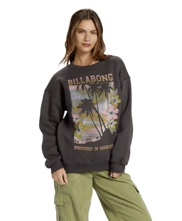 Billabong Womens Sweatshirt Sunkissed Paradise Hoodie with Lace Feminine Delicate