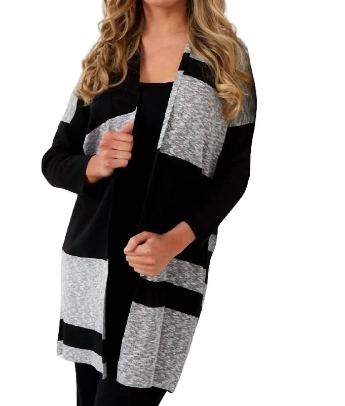 Color Block Cardigan In Black Faux Fur Fabric Real Fur Fabric Shearling Fabric