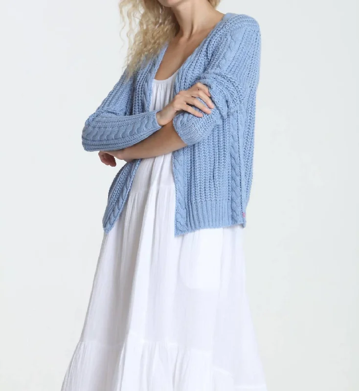 Cool Days Cardigan In Sky Embroidered Appliqued Beaded