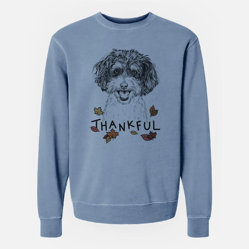 Thankful Carlos the Cavapoo - Unisex Pigment Dyed Crew Sweatshirt Hoodie with Raglan Sleeves Sporty Comfortable