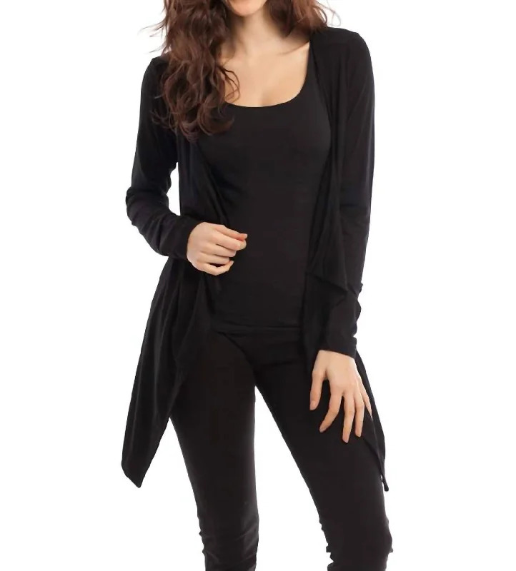 Paige Cardigan In Black Seamless Knitted Crochet