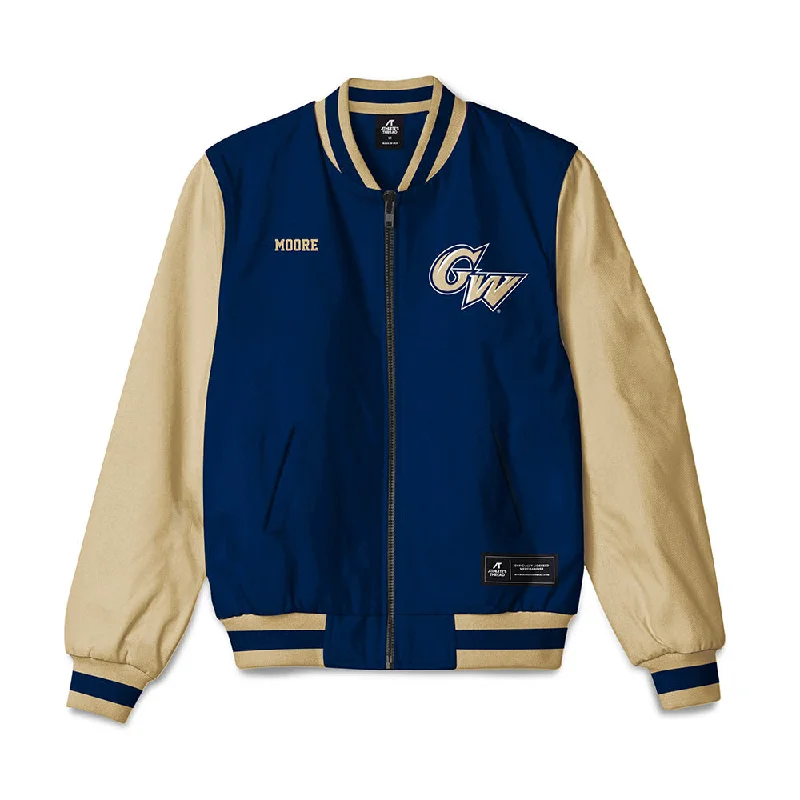 GWU - NCAA Women's Track & Field : Alana Moore - Bomber Jacket Chenille Jacket Brocade Jacket Lace Jacket