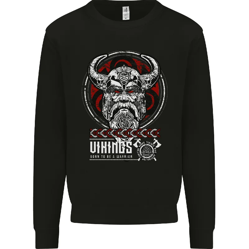 Born to be Vikings Ragnar Odin Valhalla Mens Sweatshirt Jumper Hoodie with Zipper Placket Modern Functional