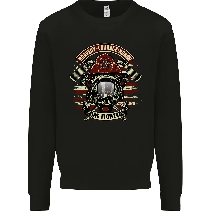 Bravery Courage Honour Firefighter Fireman Mens Sweatshirt Jumper Hoodie with Side Slits Relaxed Casual