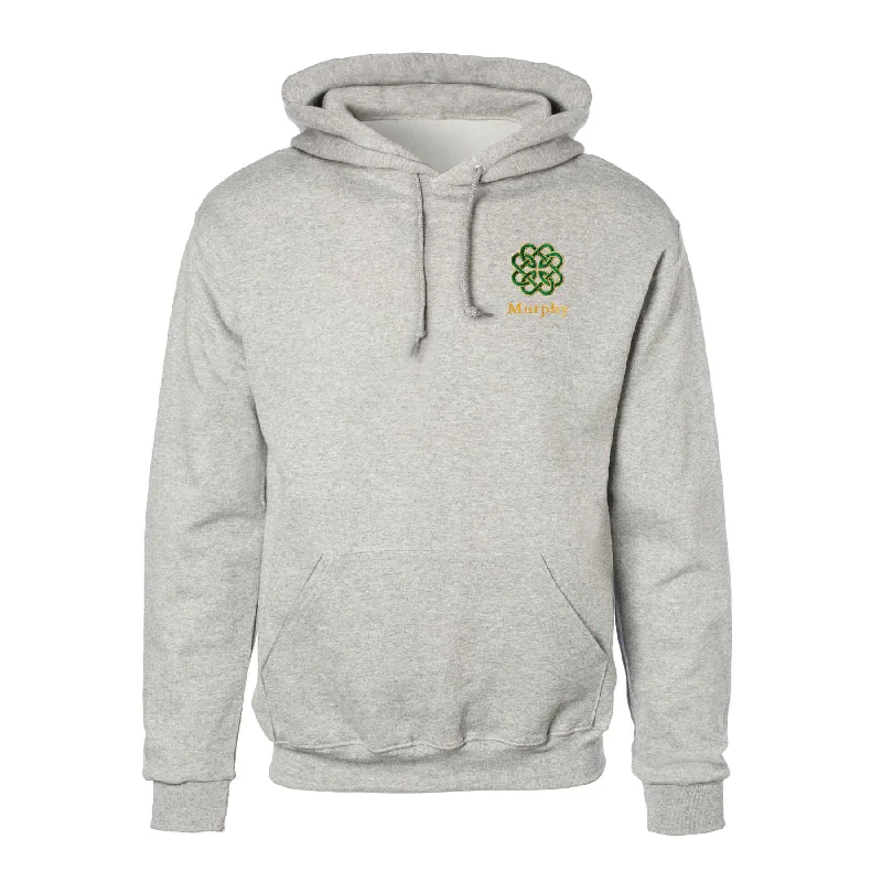 Celtic Clover Knot Embroidered Personalized Hoodie- Gray Hoodie with Snap Buttons Easy Quick