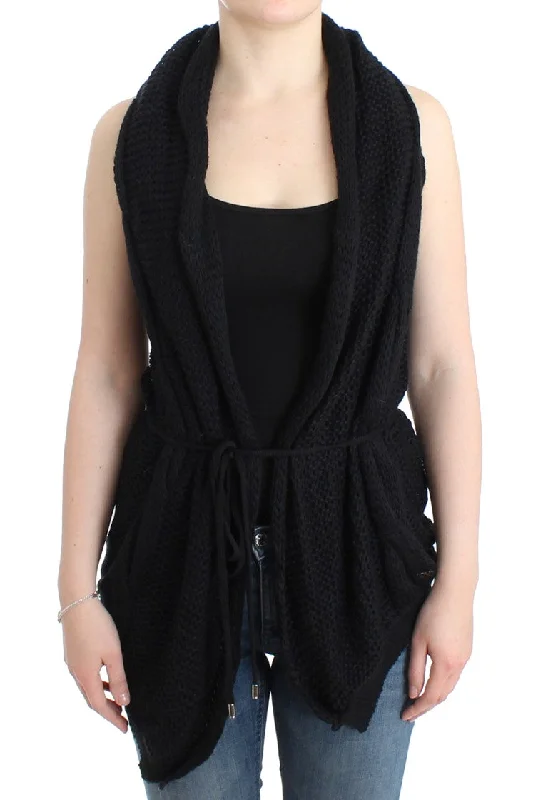 Costume National  sleeveless knitted Women's cardigan Faux Fur Fabric Real Fur Fabric Shearling Fabric