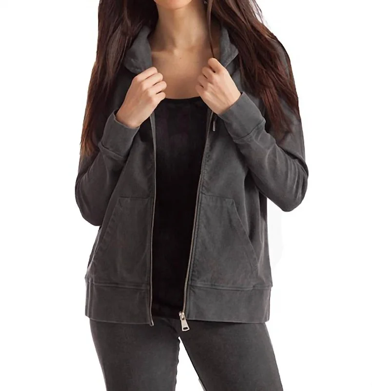 Lauren Hooded Cardigan In Charcoal Boxy Cardigan Fitted Cardigan A-Line